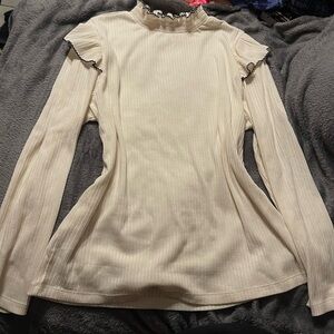 Elegant Cream Ruffled Women's Top